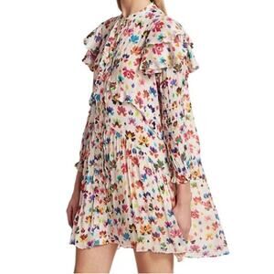 CHUFY Iquitos Ruffle Cottage Mini Dress S/M Multicolor Flowy Skirt Puff Sleeves